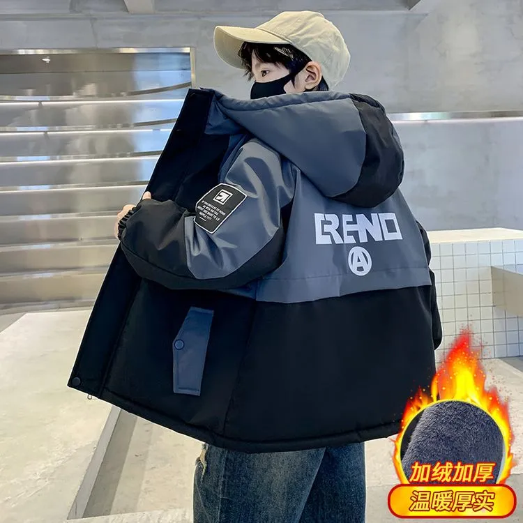 男童冬装外套棉衣2025新款儿童加绒冬款派克服中大童童装加厚棉服