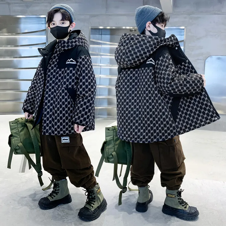 男童加绒外套冬季2025新款派克服儿童加厚棉衣洋气男孩中大童棉袄