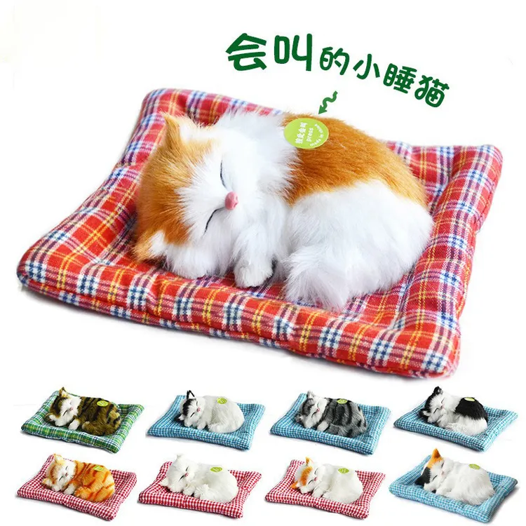 仿真猫咪玩偶猫咪毛绒玩具创意摆件礼物会叫小睡猫玩偶