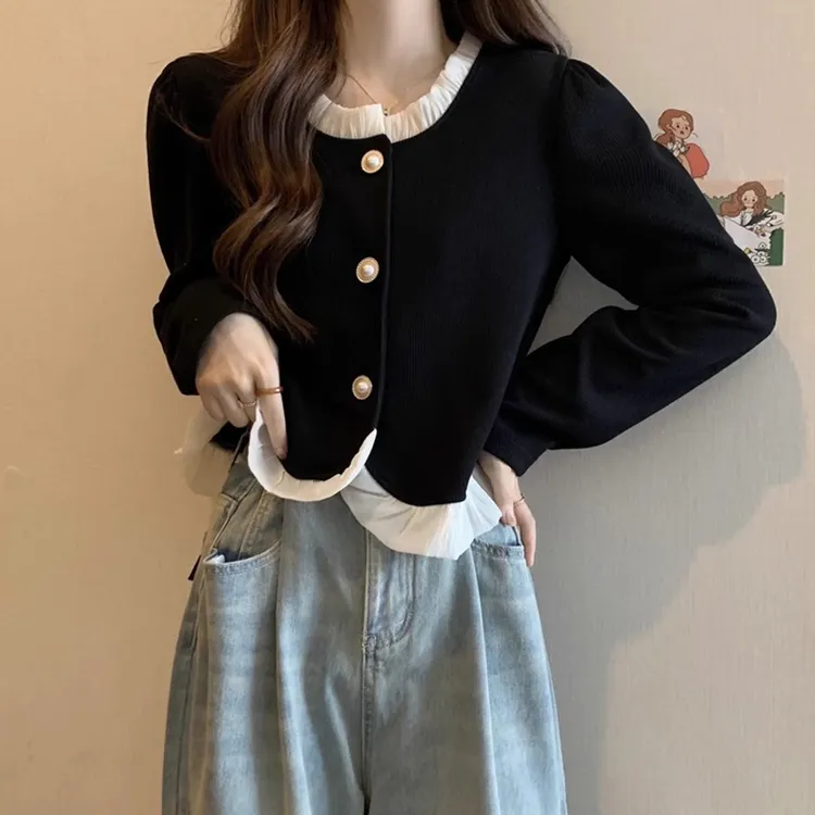 大码胖mm秋冬季新款小香风外套女别致洋气短款开衫遮肚子显瘦上衣