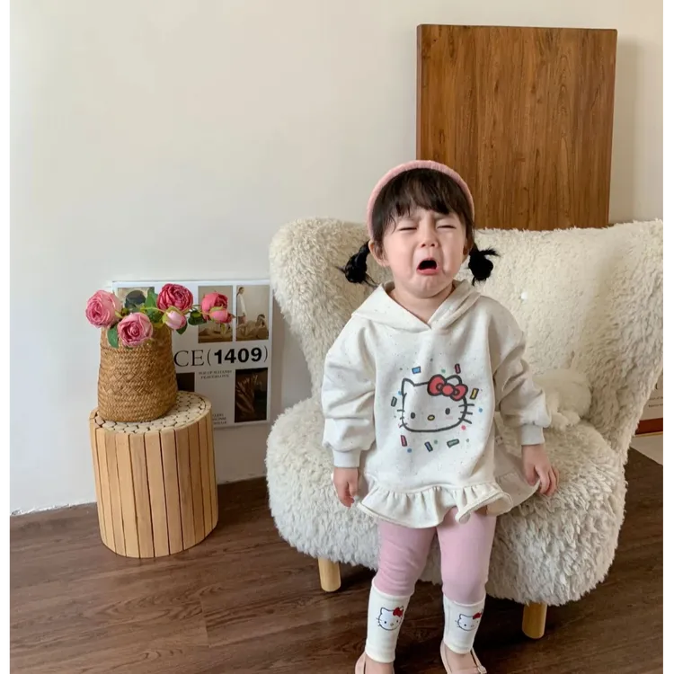 女童连帽卫衣套装女宝宝卡通动物春秋时尚两件套高弹柔软打底裤潮