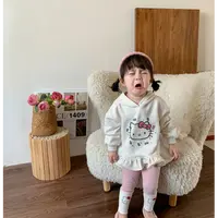 女童连帽卫衣套装女宝宝卡通动物春秋时尚两件套高弹柔软打底裤潮