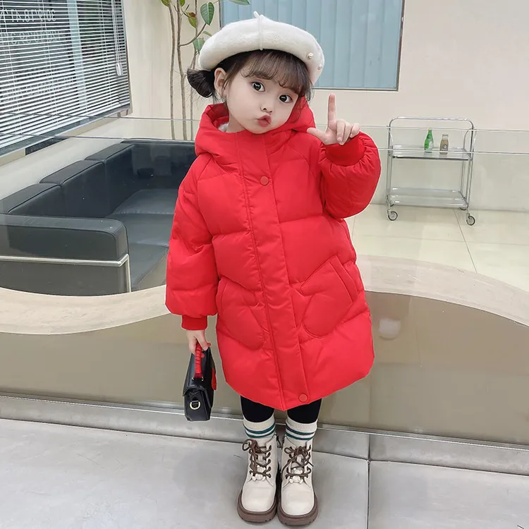 儿童羽绒服女童中长款小童宝宝外套冬季2025新款连帽加厚童装洋气