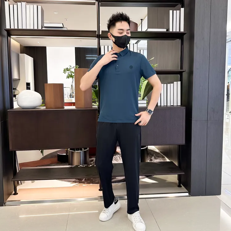 男士夏装套装休闲舒适中老年轻奢无痕丝滑短袖一整套高弹时尚薄款