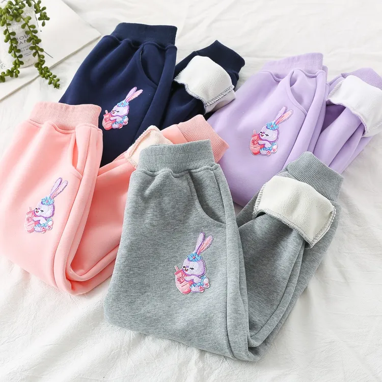 女宝宝冬款童装裤子儿童加绒秋冬款长裤中大童加绒卫裤外穿裤子