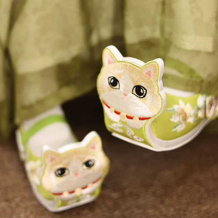 江南朱记【湘狸狸】改良翘头履可爱内增高汉服鞋平底古风登云履