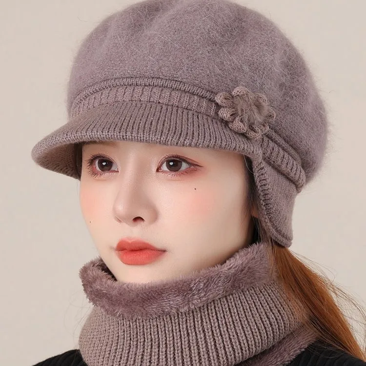 妈妈款针织护耳加绒女毛线针织帽针织帽针织百搭女士老人加绒加厚