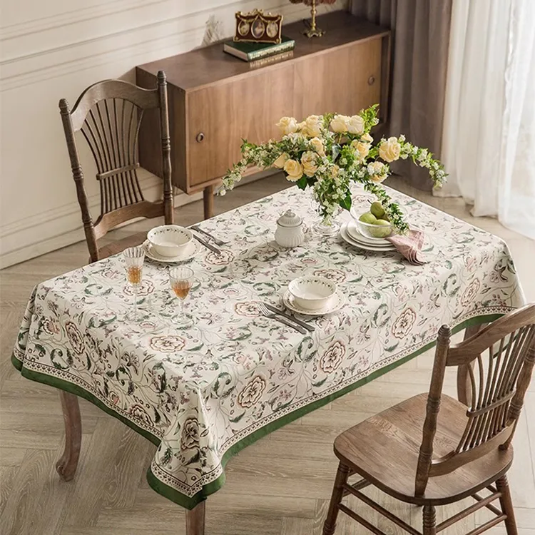 复古轻奢花卉桌布茶几布美式长方形桌布免洗家用防水防烫台布