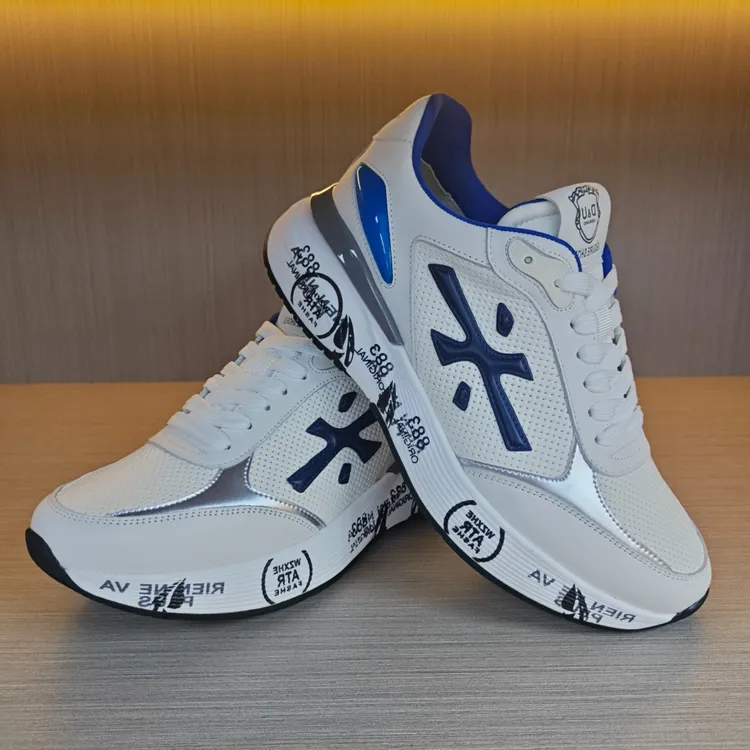 夏季爆款欧洲男士头层牛皮休闲男鞋百搭拼色时尚透气网面舒适潮鞋