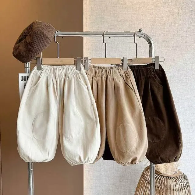 2025春秋季新款宝宝韩版宽松哈伦休闲裤儿童帅气补丁裤男童外穿潮