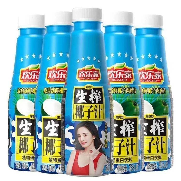 欢乐家营养生榨椰子汁500ml正宗新鲜椰汁小瓶装椰奶植物蛋白5瓶装
