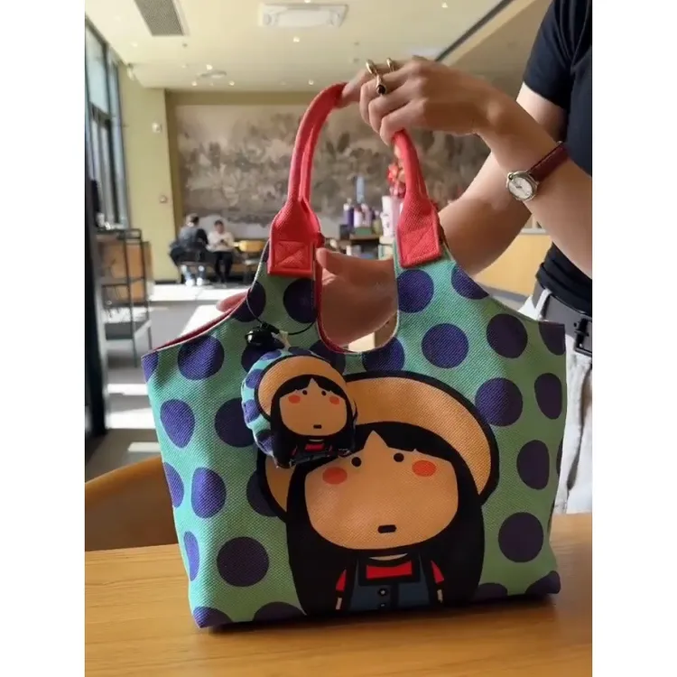 春夏新款卡通手提包可爱贝壳包单肩学生女包小众大容量通勤帆布包