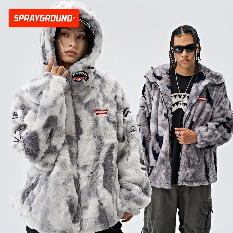 SPRAYGROUND鲨鱼嘴毛绒外套加厚保暖潮流连帽秋冬GC WD931121