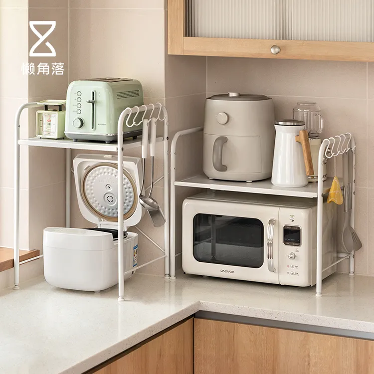 懒角落厨房微波炉置物架家用台面双层架子烤箱电饭锅收纳架储物架