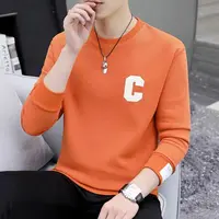 高端男士秋季重磅卫衣新款潮牌字母刺绣圆领卫衣百搭套头长袖上衣