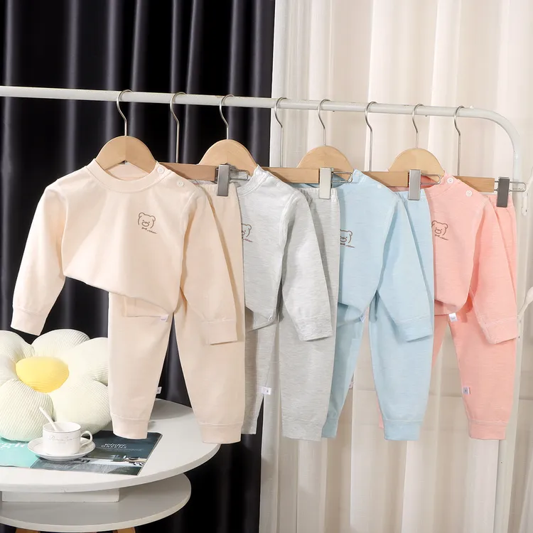 儿童彩棉内衣套装春秋纯无骨棉秋衣秋裤男童女童秋冬宝宝家居睡衣