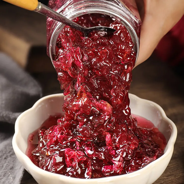 云南玫瑰花酱食用蜂蜜花酿鲜花果酱夹面包鲜花饼烘培泡茶冰粉配料