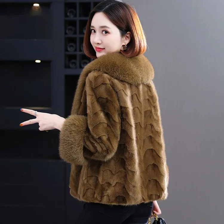 真水貂毛大衣女2025新冬小个子百搭显瘦狐狸毛领拼貂皮草外套女