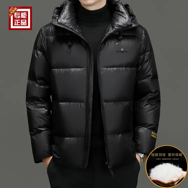 专柜轻奢男装羽绒服冬季新款加厚保暖黑金外套连帽御寒男装上衣服
