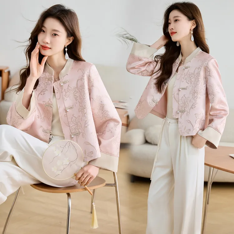 春季爆款新中式国风复古盘扣高级感刺绣改良唐装上衣女短款外套