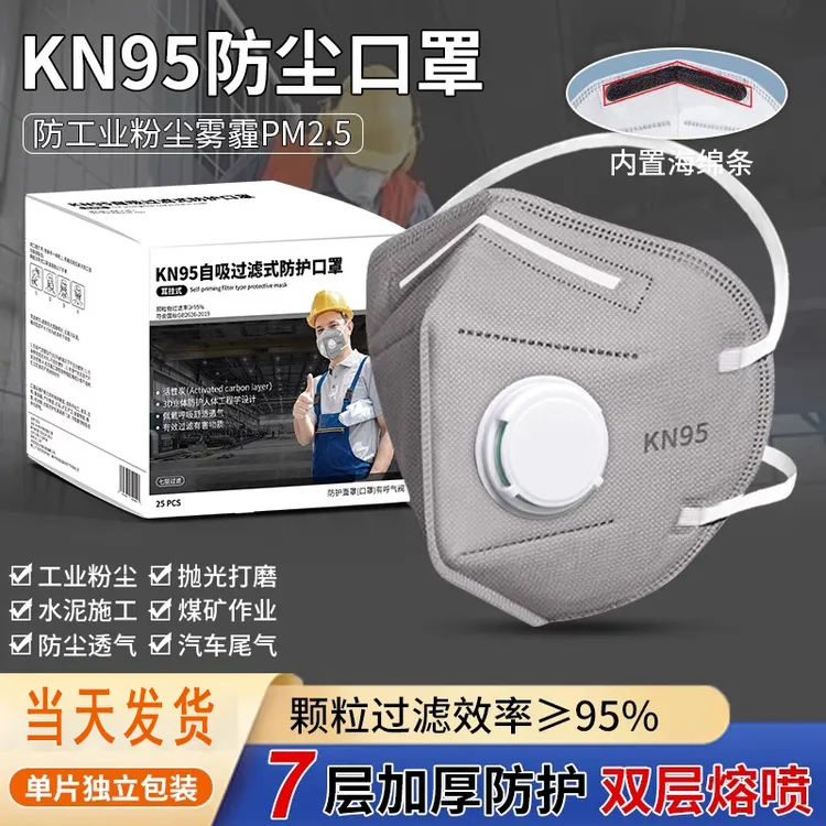 kn95防尘口罩头戴式防毒化工有害气体流感防工业粉尘带呼吸阀面罩