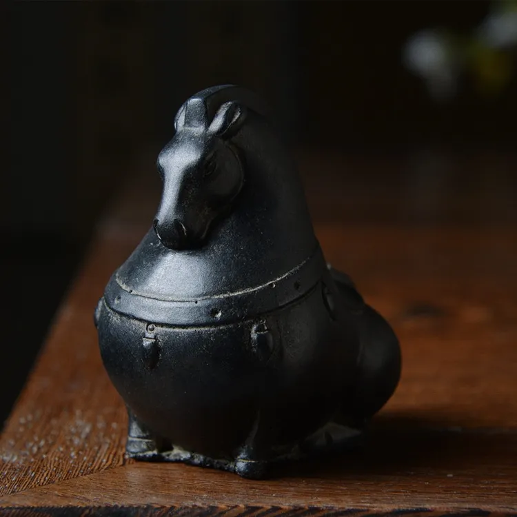 雲植.仿古小唐马摆件仿石禅意中国风创意小茶宠小摆件