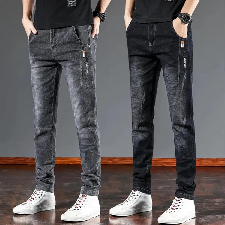 2026春秋新款牛仔裤男修身小脚弹力休闲韩版刺绣青年男士牛仔长裤