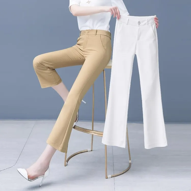微喇西装裤女夏早秋2025新款高腰八分休闲直筒裤小个子九分喇叭裤