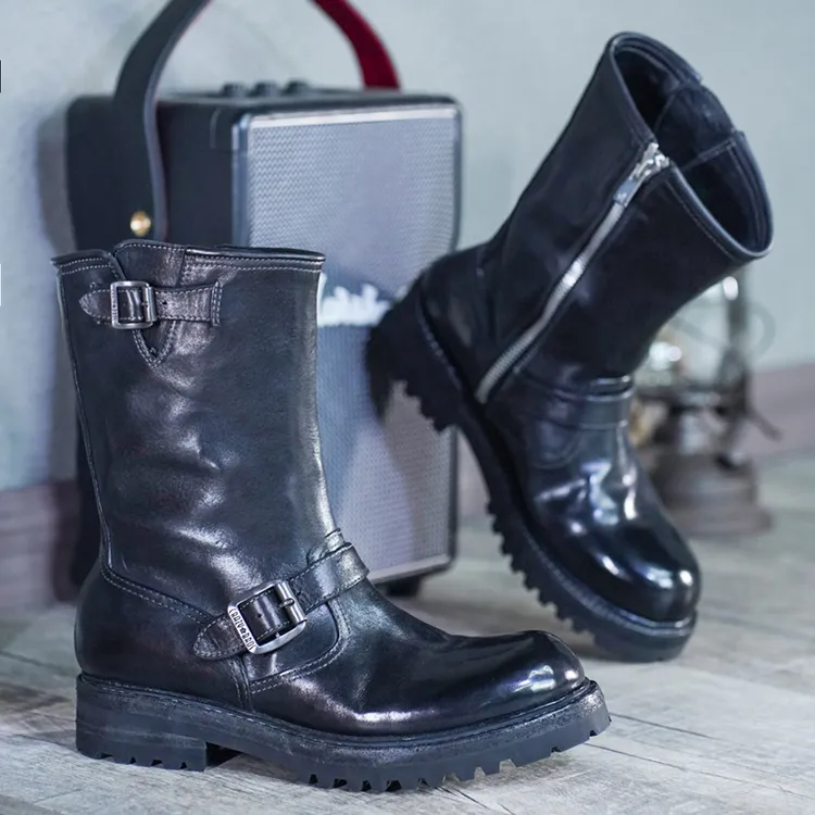 UGLYBROS/丑兄弟机车哈雷摩托车耐磨骑行鞋高筒靴男款复古骑士鞋