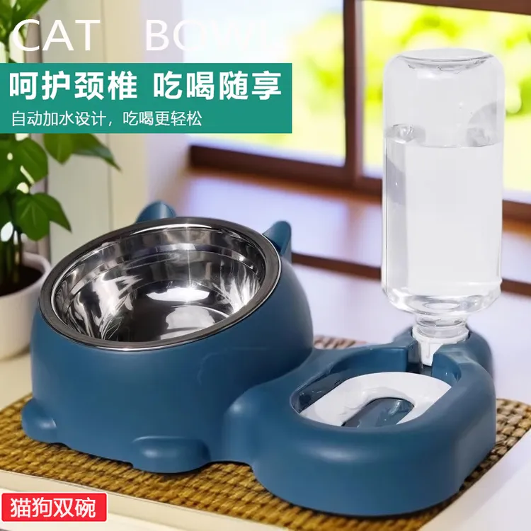可爱猫狗饭盆自动加水猫碗狗碗双碗护颈加厚防滑狗碗猫碗宠物用品