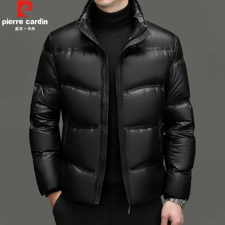 皮尔卡丹黑金羽绒服男士简约轻薄立领冬季白鸭绒保暖时尚男装外套