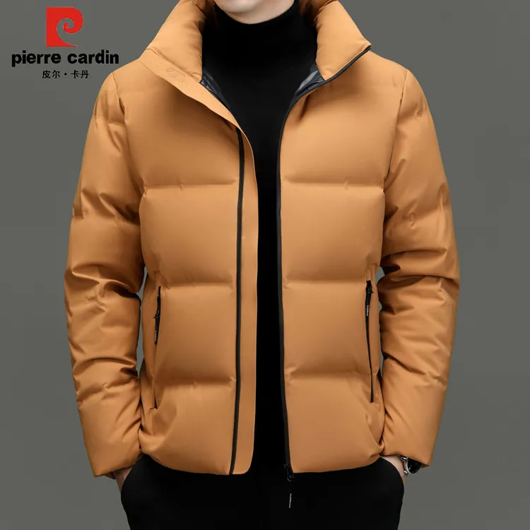 皮尔卡丹高端白鸭绒羽绒服男立领冬季新款保暖防风外套短款面包服