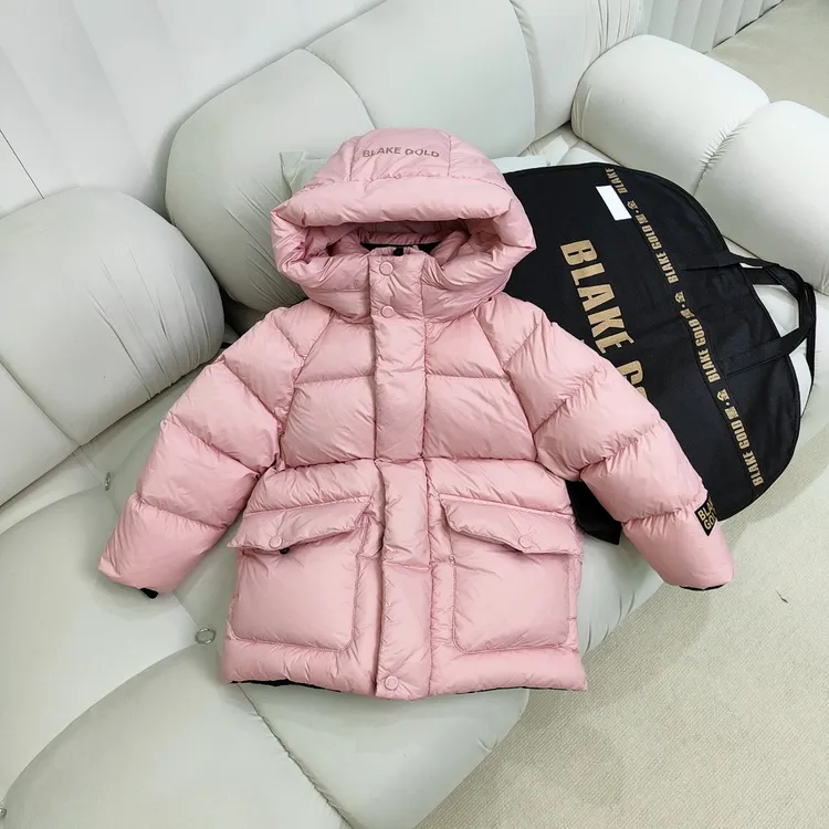 厚纯色男外套童装保暖中长款厚款时尚女儿童女童连帽纯色小童保暖