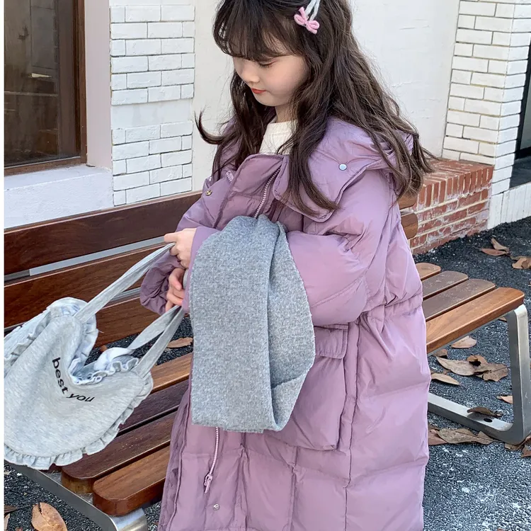 24新款中长款儿童羽绒服男女童装加厚过膝保暖白鸭绒宽松外套韩系