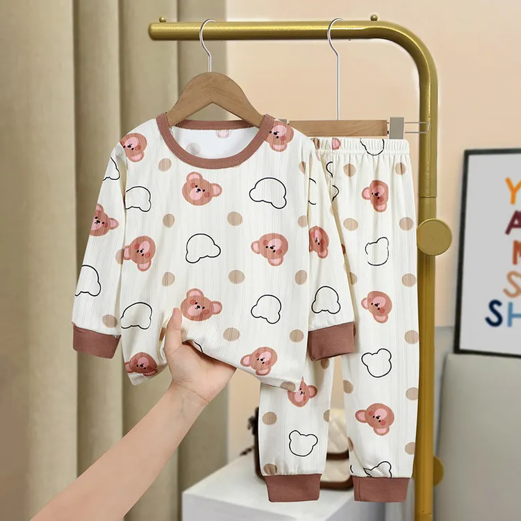 儿童秋衣秋裤套装男女童春秋德绒打底内衣中小童家居服宝宝睡衣