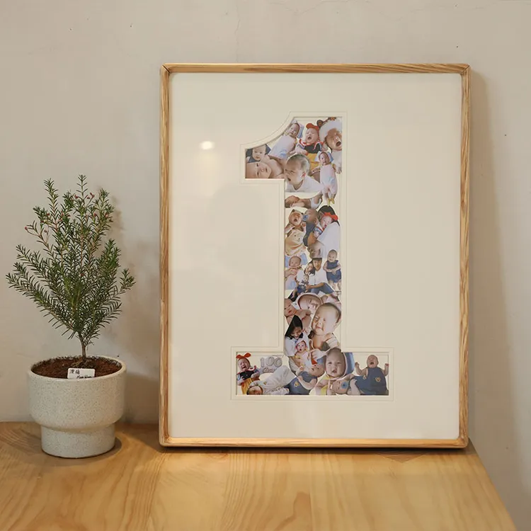 鲁大爷一周岁宝宝生日纪念相框实木定制可一周年纪念日送儿童礼物商品图