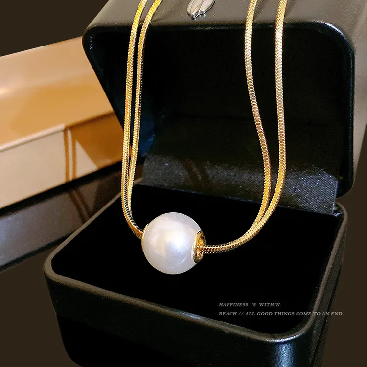 钛钢项链 双层法式单颗项链女轻奢小众设计锁骨链高级感颈链511