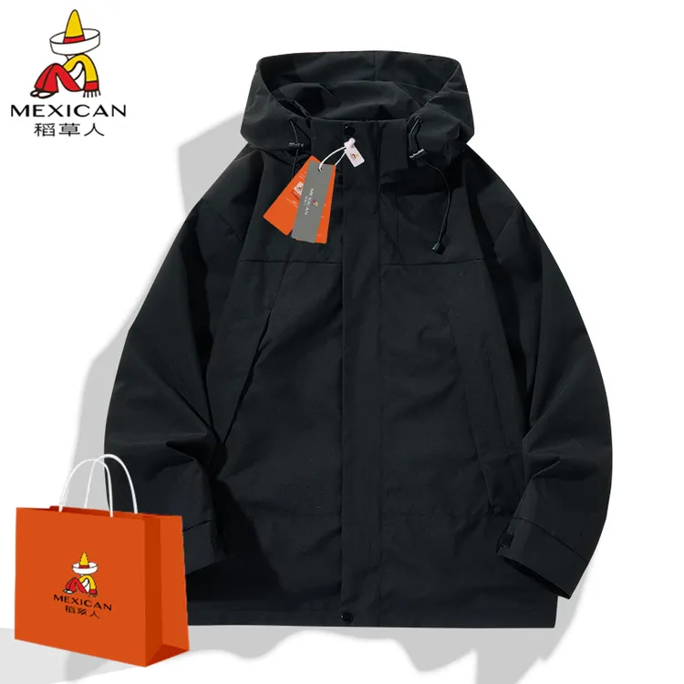 Mexican/稻草人男女2025年春款户外休闲运动单层连帽情侣夹克外套