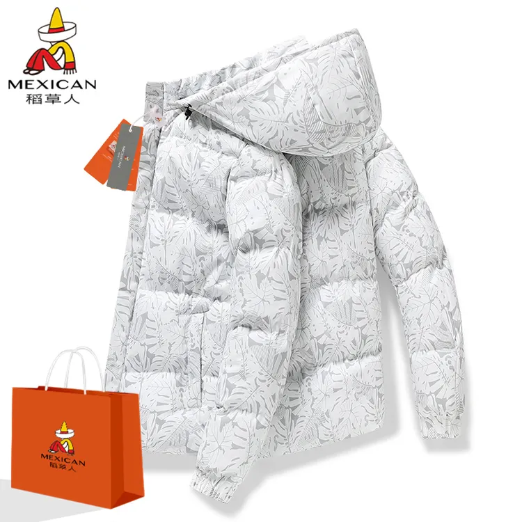 Mexican/稻草人棉服男外套冬季连帽加厚保暖棉衣休闲百搭男士棉袄