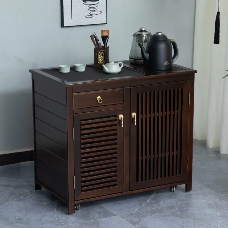 纯实木茶水柜可移动新中式储物茶台客厅阳台烧水一体茶几沙发边柜