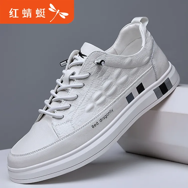 红蜻蜓男鞋新款透气休闲鞋子男真皮时尚休闲板鞋男士小白鞋运动鞋商品图