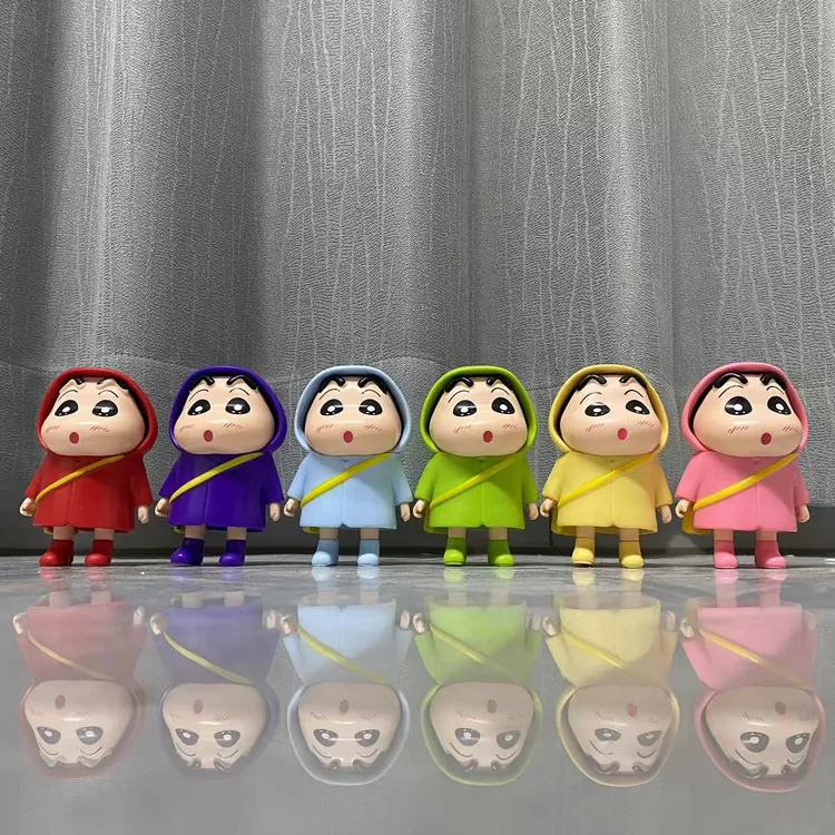 【9cm】六款雨衣蜡笔小新手办创意公仔高档桌面汽车车载摆件玩偶