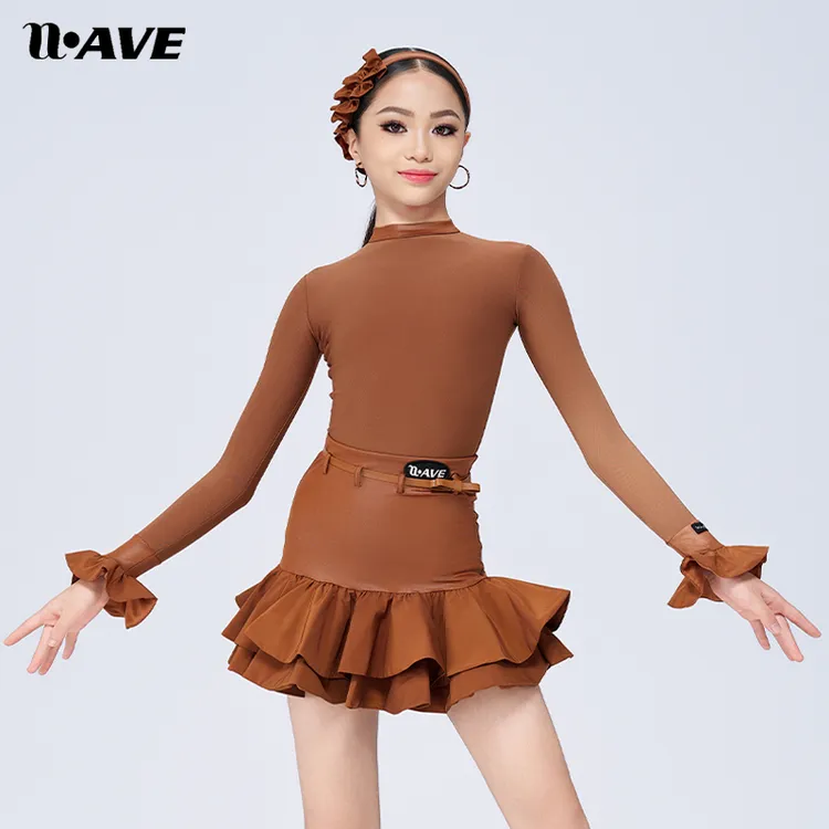 WAVE未午少儿拉丁舞服率性少女分体套装新款高端儿童国标舞服2042