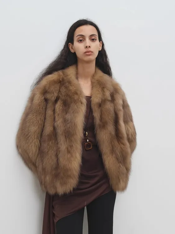 【冬日氛围】毛料升级 V领版本仿狐狐毛外套毛毛外套