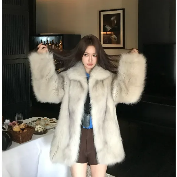 王炸皮草"神明少女"毛毛大衣仿狐狸毛皮草外套女冬中长款爆款回归