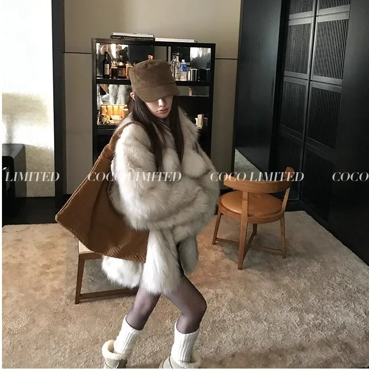【力推新品 自然渐变】“月光典藏”芬兰进口SAGA毛毛双色翻领仿皮草