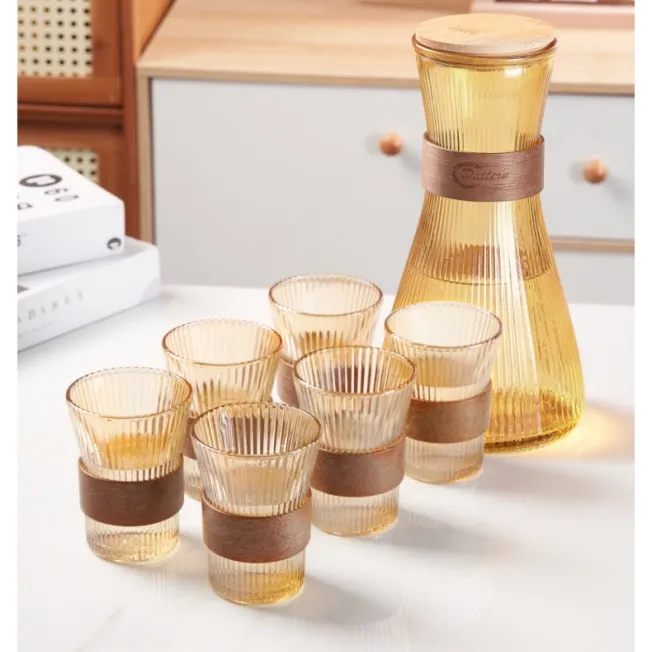 《西藏包邮发邮政》轻奢家用简约喝水杯日式耐热茶杯创意锤纹7件套