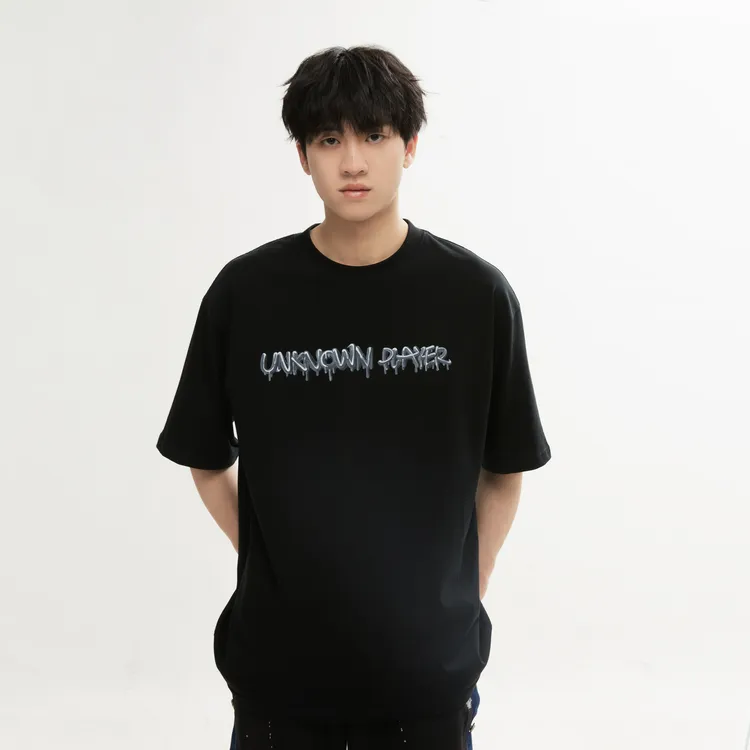 UNKNOWNPLAYER夏季休闲短袖宽松印花圆领T恤纯棉情侣时尚潮流上衣