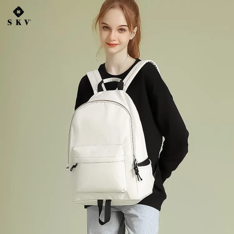 日系无印双肩包男女大学生大容量高颜值纯色背包初中高中学生书包