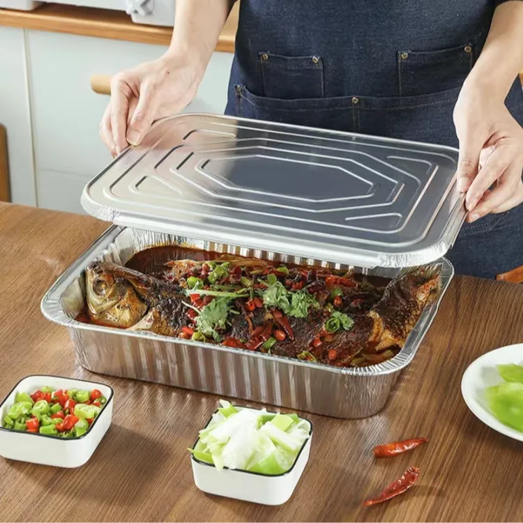 【10个/20个大型锡纸烤盘】烤鱼盘外卖锡纸烧烤打包盒小龙虾加热盘